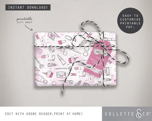 Printable Pamper Wrapping Paper & Gift Tag 03