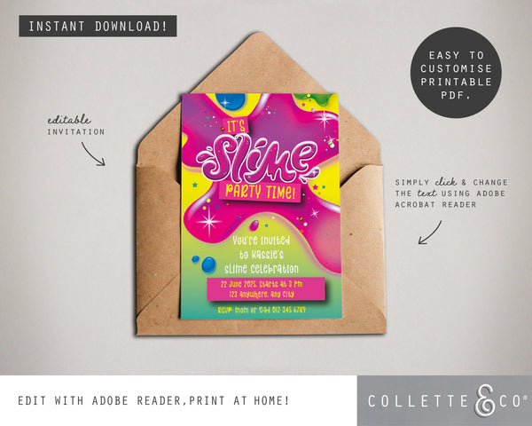 Printable Slime Invitation