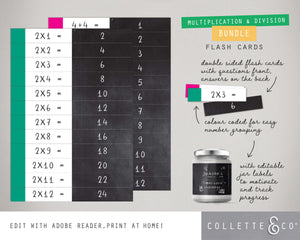 Printable Times Table and Division Flashcards Bundle