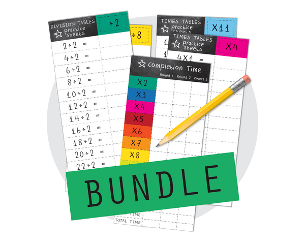 Printable Times Table and Division Practice Sheets Bundle