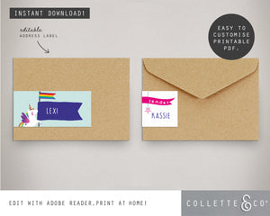 Printable Unicorn Address Label