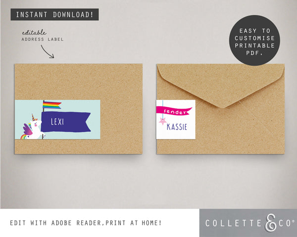 Printable Unicorn Address Label