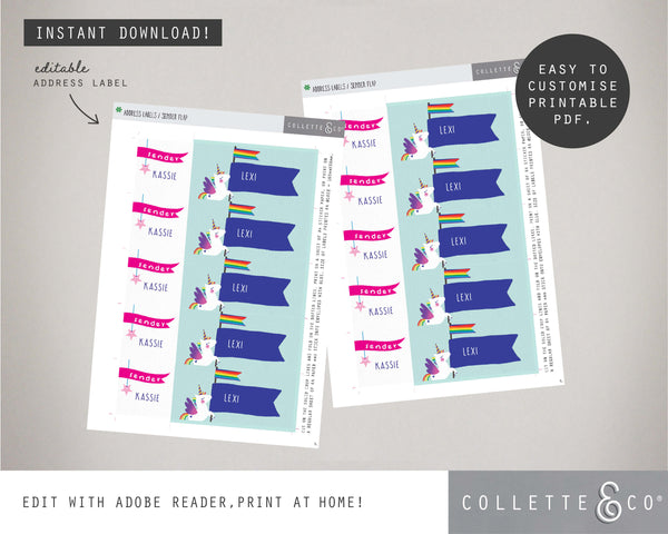 Printable Unicorn Address Label 03