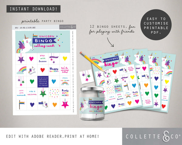 Printable Unicorn Bingo