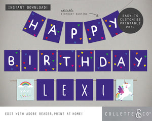 Printable Unicorn Bunting