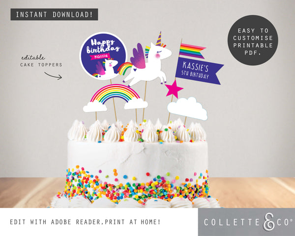 Printable Unicorn Cake Topper