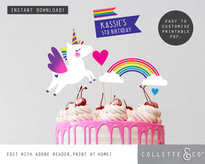 Printable Unicorn Cake Topper 03
