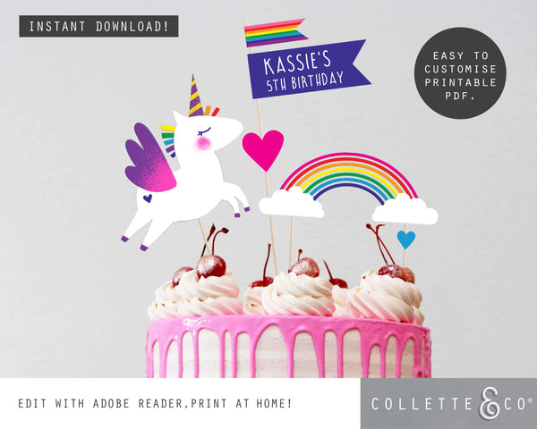 Printable Unicorn Cake Topper 03