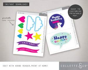 Printable Unicorn Cake Topper 05