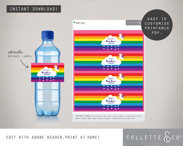 Printable Unicorn Drinks Label