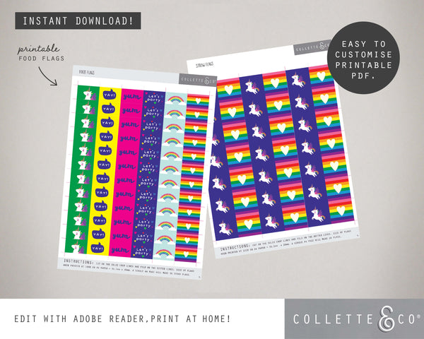 Printable Unicorn Food Flags