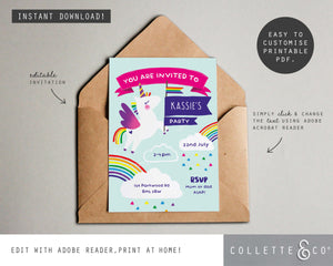 Printable Unicorn Invitation