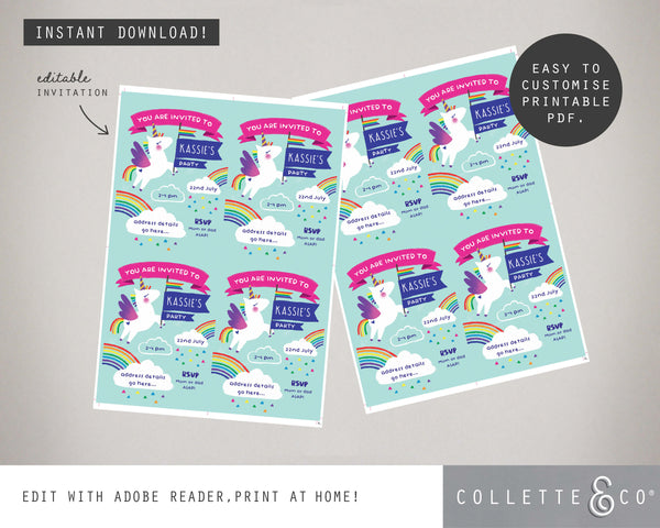 Printable Unicorn Invitation 03