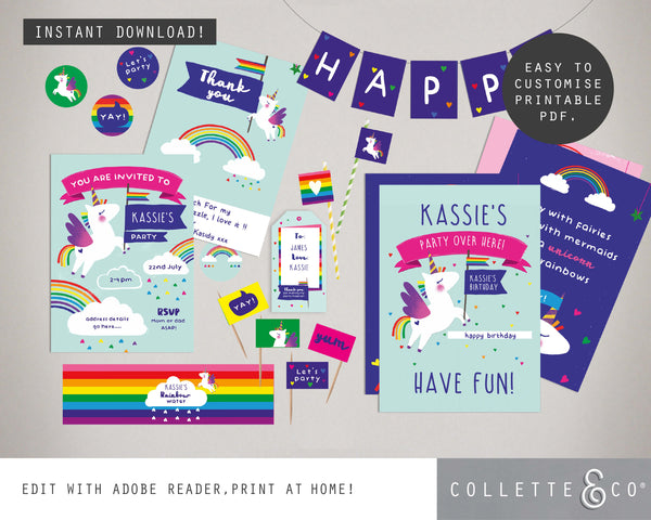 Printable Unicorn Party Bundle