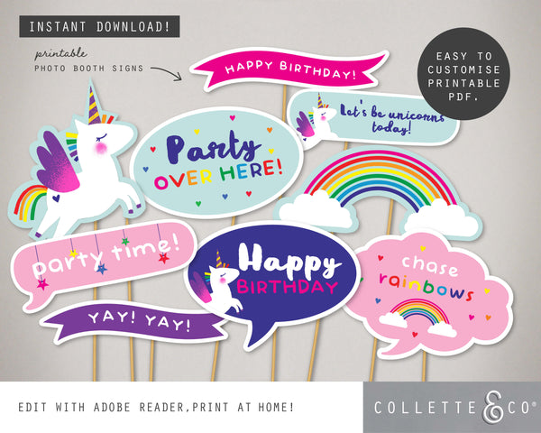 Printable Unicorn Photo Booth Props