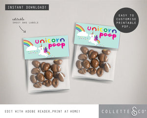 Printable Unicorn Poop Favour Labels Light 11