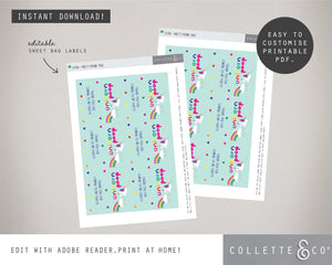 Printable Unicorn Poop Favour Labels Light 12