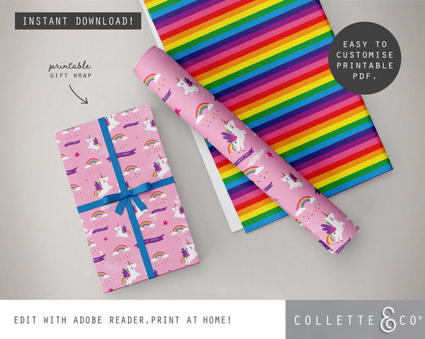 Printable Unicorn Wrapping Paper 