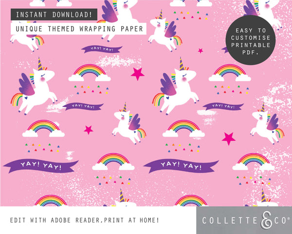 Printable Unicorn Wrapping Paper  05