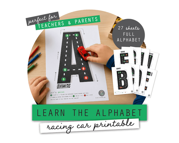 Race Car Alphabet Letter Tracing Printable