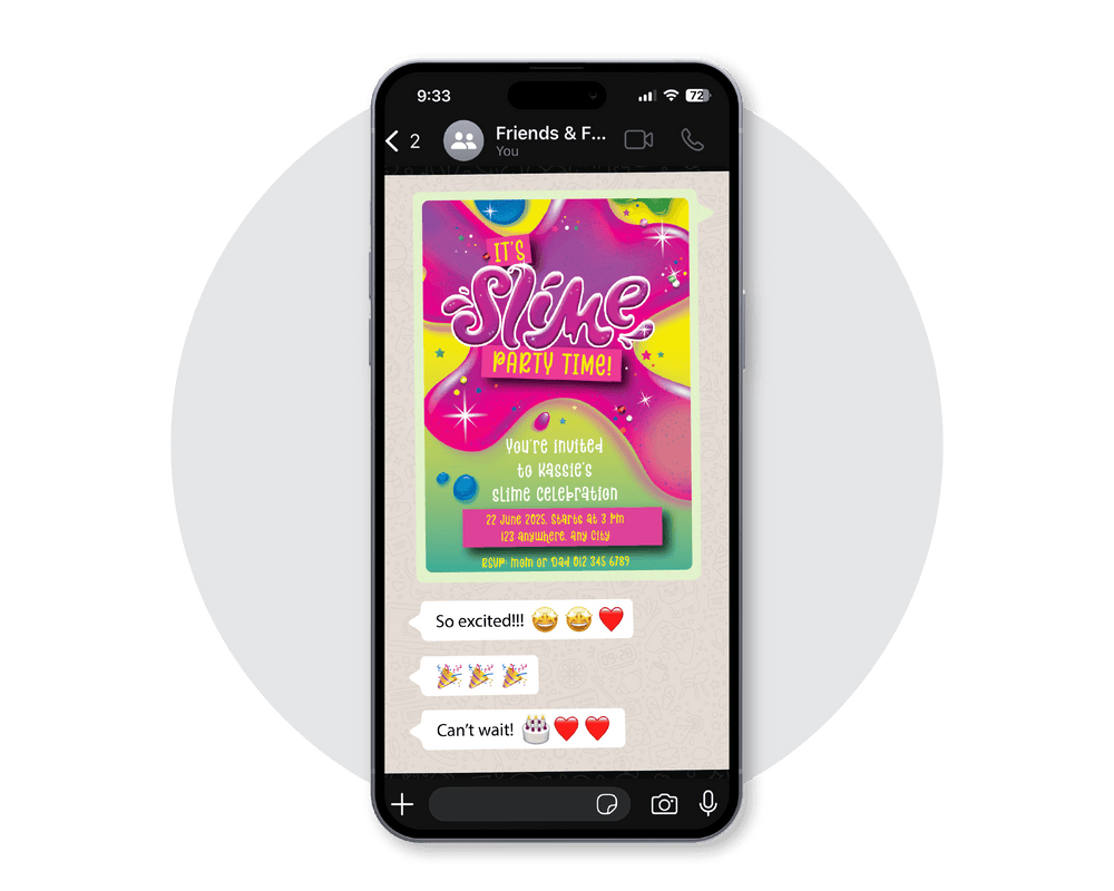 Slime Digital Party Invitation