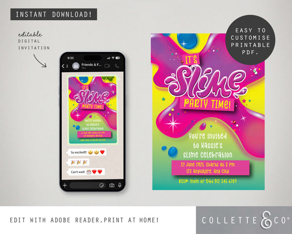 Slime Digital Party Invitation 02