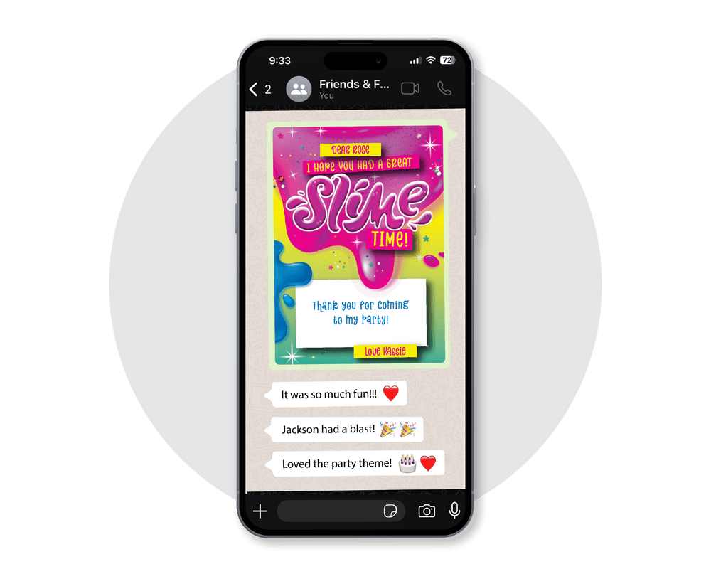 Slime Digital Party Thank You Card