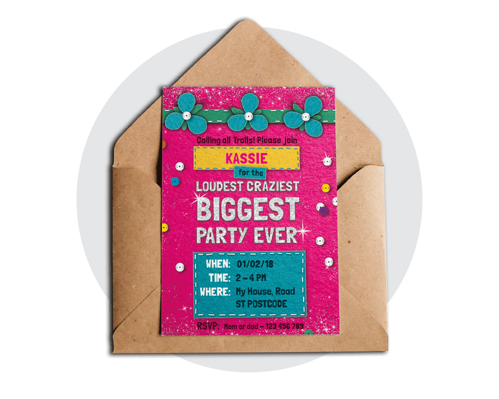 Trolls Party Printable Invitation