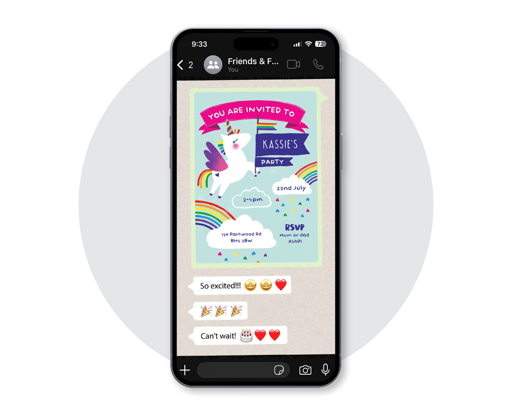 Unicorn Digital Party Invitation