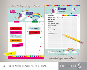 Unicorn Kids Chore Chart 