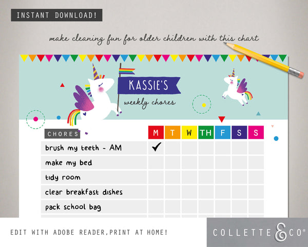 Unicorn Kids Chore Chart  04