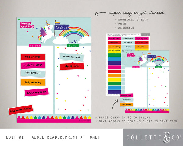 Unicorn Kids Chore Chart 07